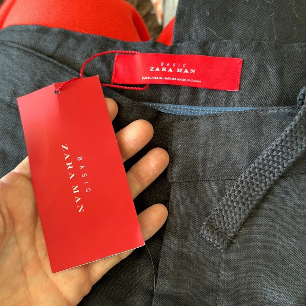 Zara Man Basic Chino Bermuda Shorts Flat Front Mi… - image 4